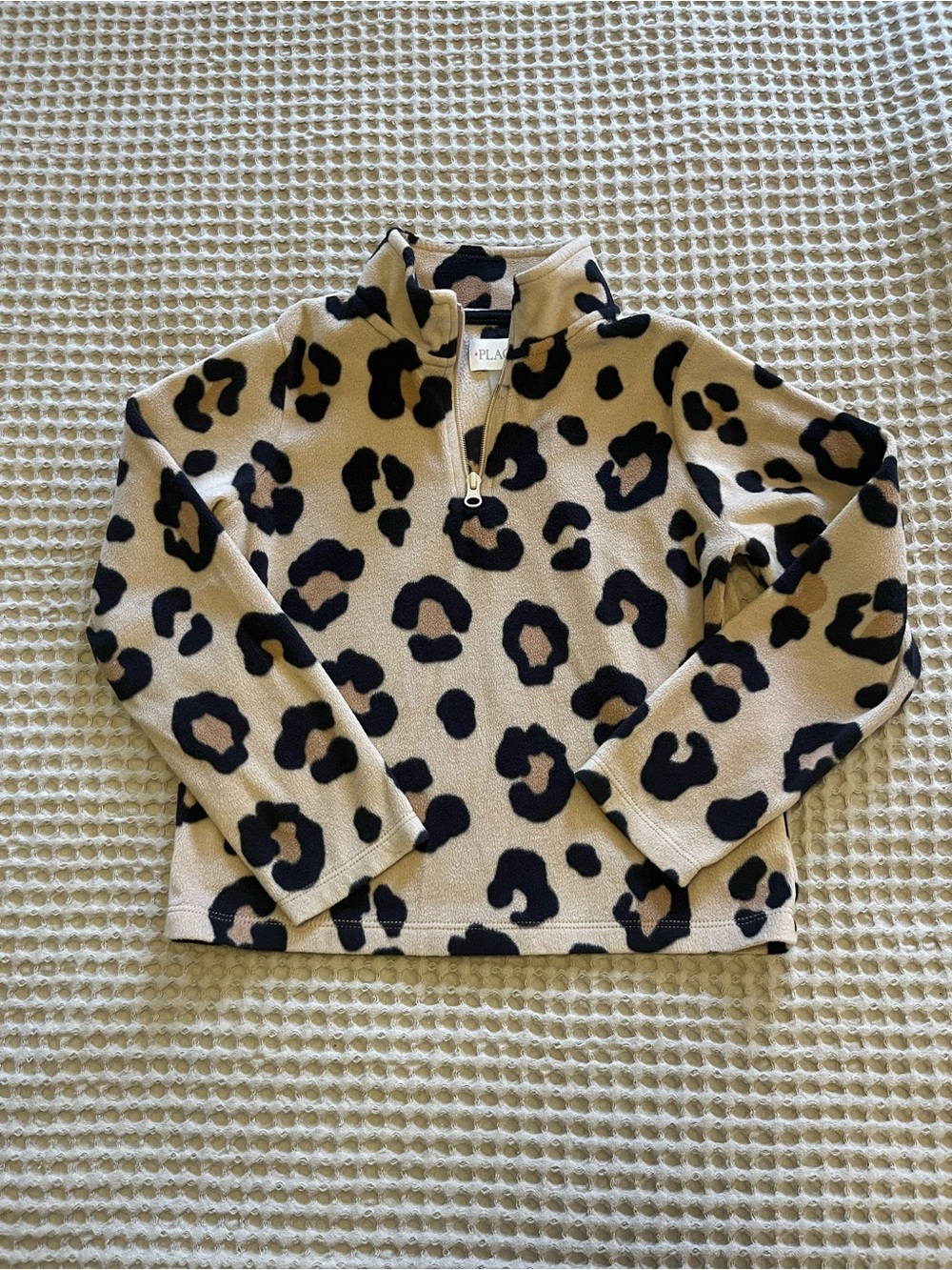 5 for $20 The Children's Place Beige and Black Leopard Print Fleece Pullover